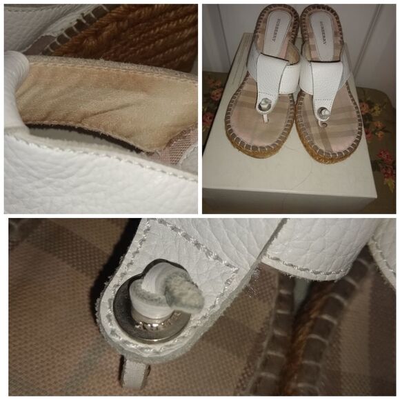 Burberry white wedge thong sandles sz 6 - Picture 2 of 6